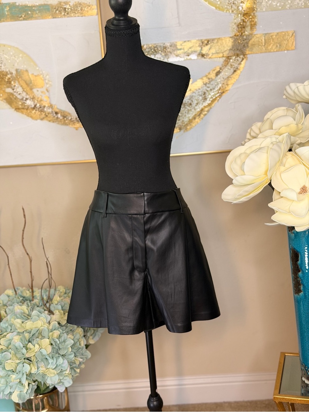 Express Black High-Waist Faux Leather Shorts